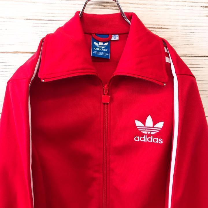 出群 《希少》アディダス adidas ジャージ M 刺繍ロゴ レッド J312