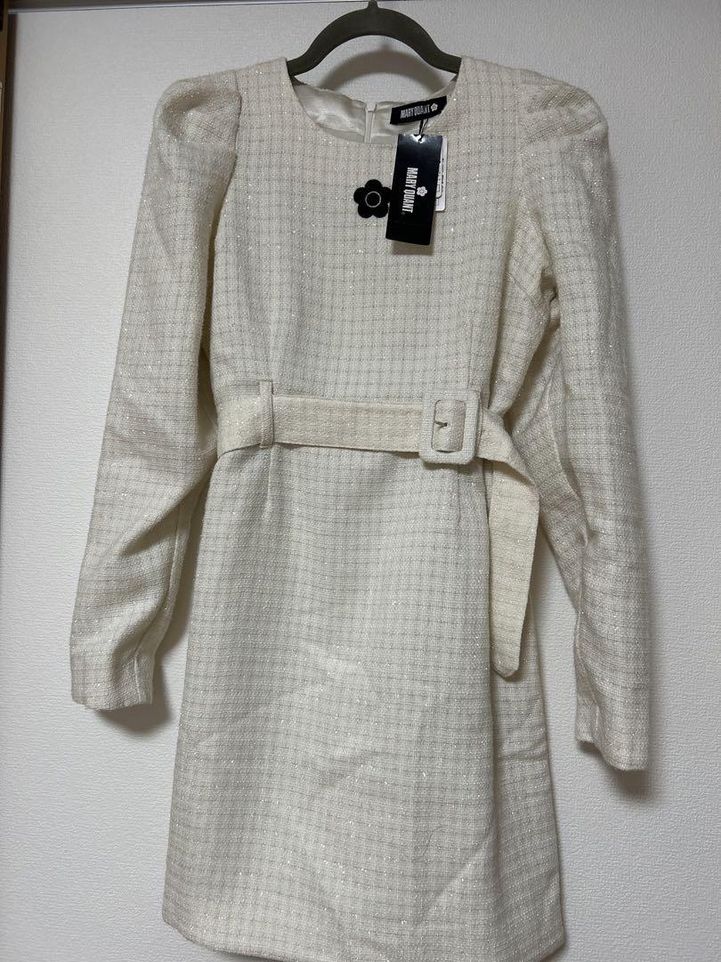 MARY QUANT ベルト付きホワイトドレス