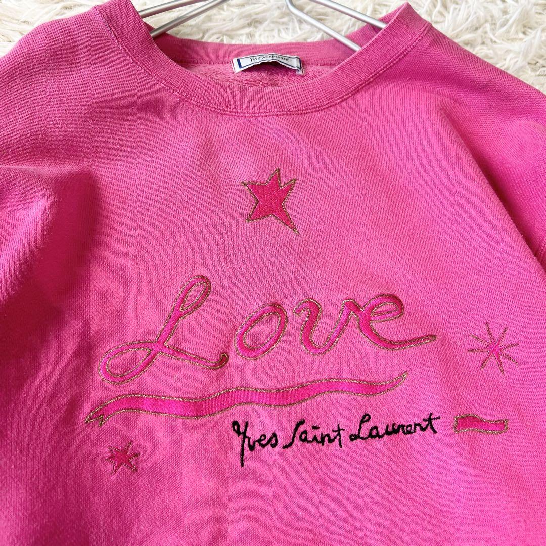 イヴサンローラン ロゴ刺繍スウェット Y2K ピンク ヴィンテージ