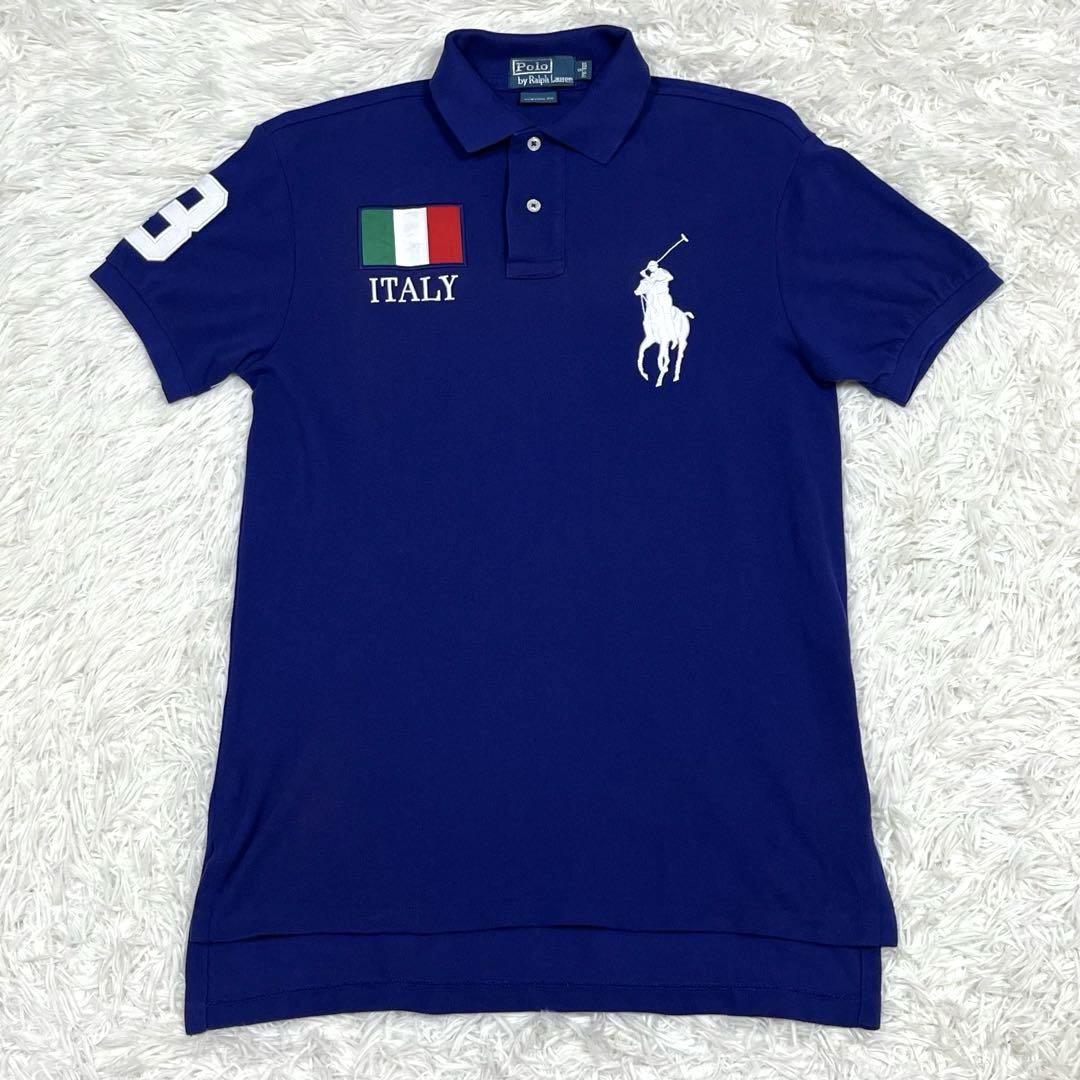 ラルフローレン ポロシャツ ビックポニー イタリア国旗 ITALY ブルー S