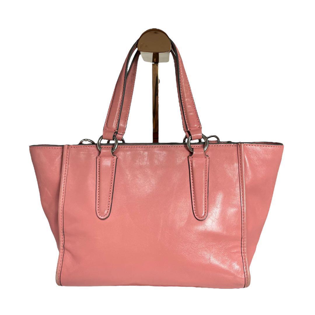 良品】COACH 2wayバッグ ショルダー ハンドバッグ レザー ピンク