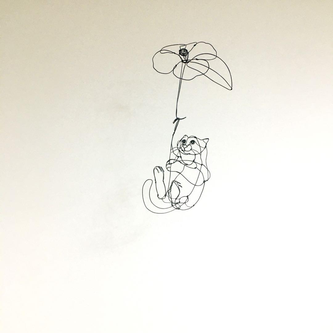 専用出品☆ワイヤーアート　ワイヤークラフト  椿猫