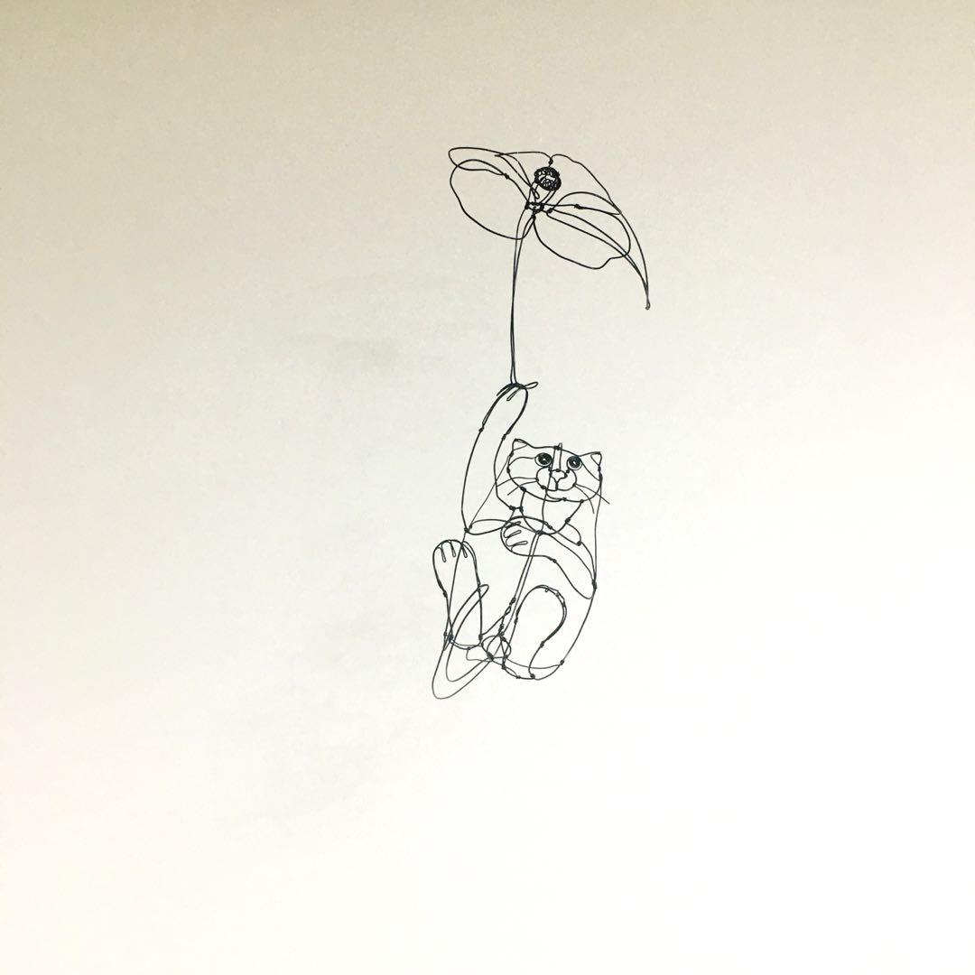 専用出品☆ワイヤーアート　ワイヤークラフト  椿猫