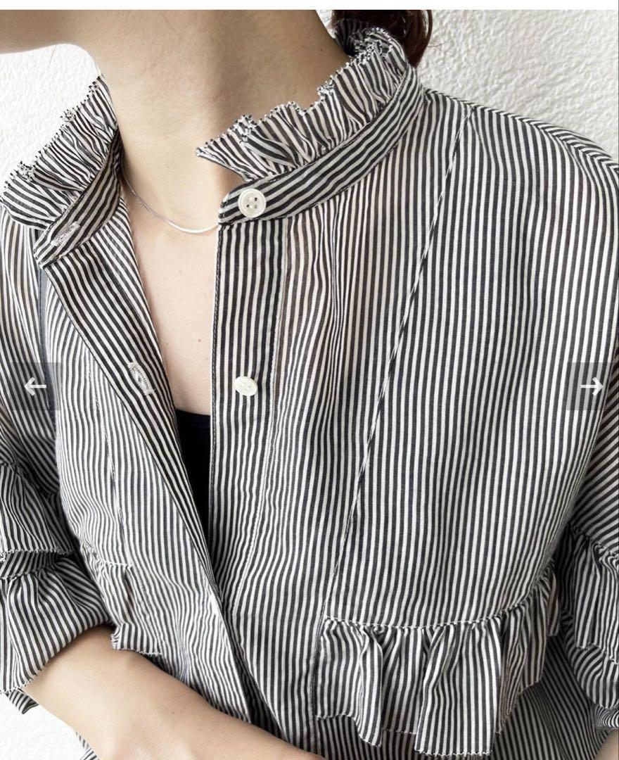 Spick & Span 　コットンシルクティアードフリルスリーブブラウス