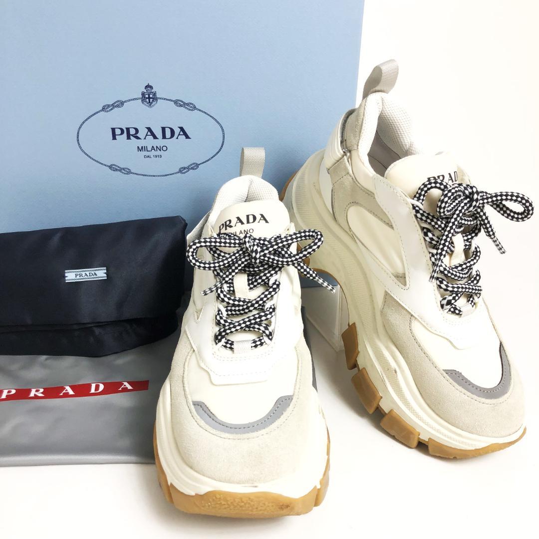 PRADA derbie ウェッジ レザー 厚底スニーカー