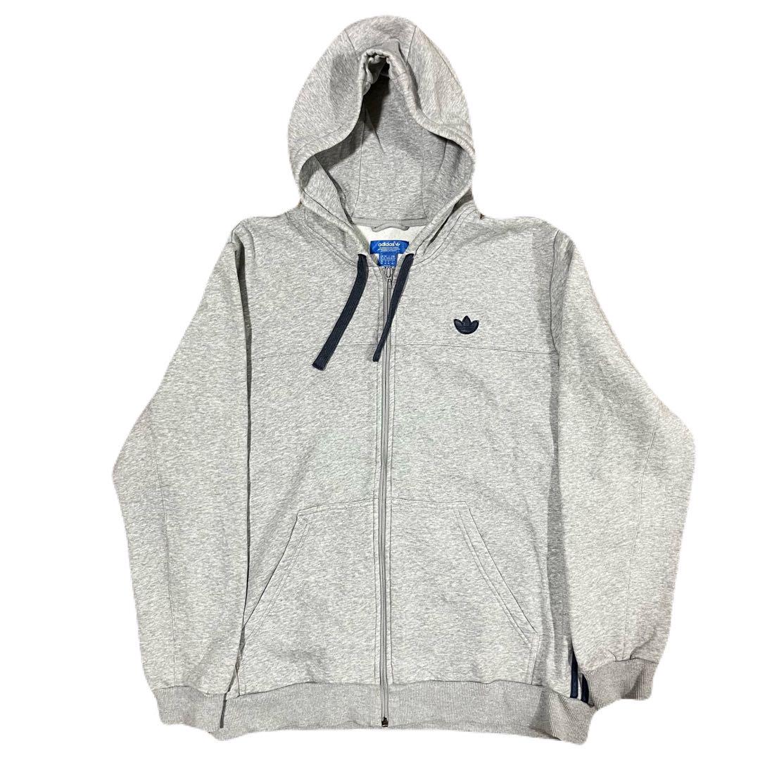 【海外輸入】adidas パーカー グレー L フード付 バックプリントあり