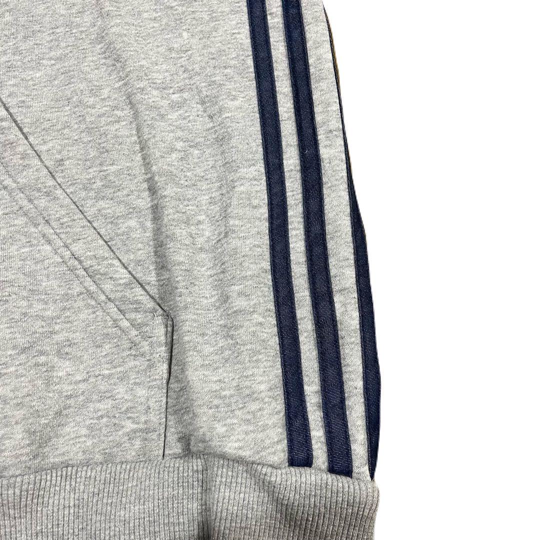 【海外輸入】adidas パーカー グレー L フード付 バックプリントあり
