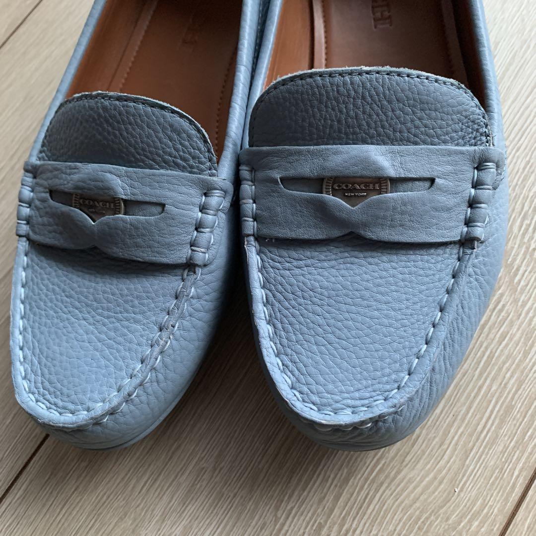 週末SALE！COACH レザー コインローファー 23.5ドライビングシューズ 美品】 COACH コーチ コインローファー ドライビングシューズ 黒