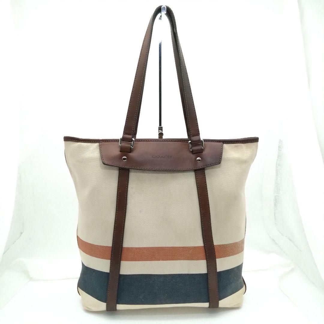 COACH キャンバス トートバッグ ブリーカー ストライプド A4収納