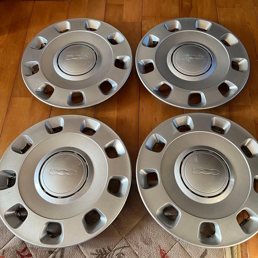 新品未使用 FIAT 500 純正ホイールキャップ シルバー 4枚 新車外し