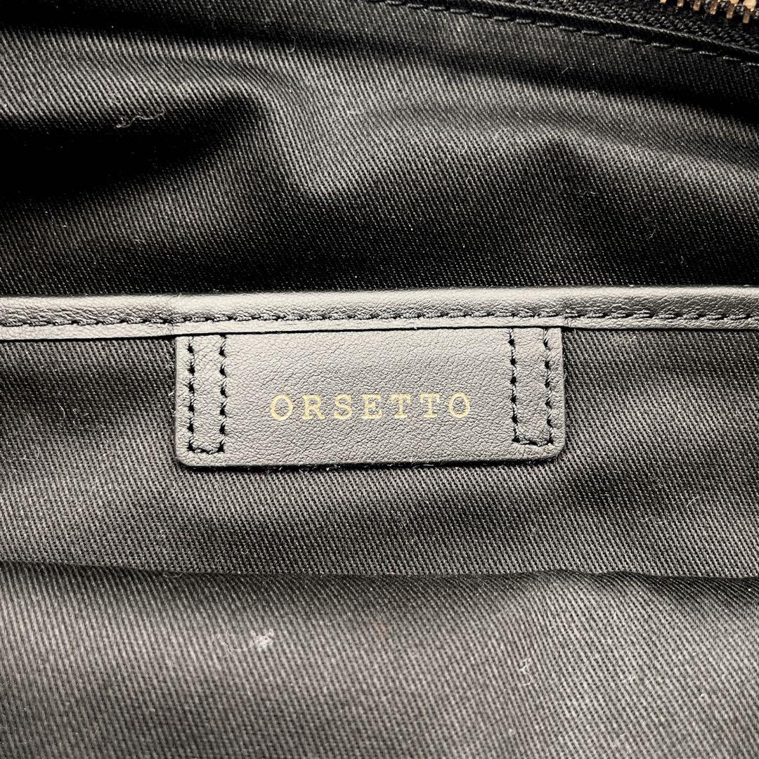 ORSETTO ブラック レザー ハンドストラップBAG ハンドバッグ 8898