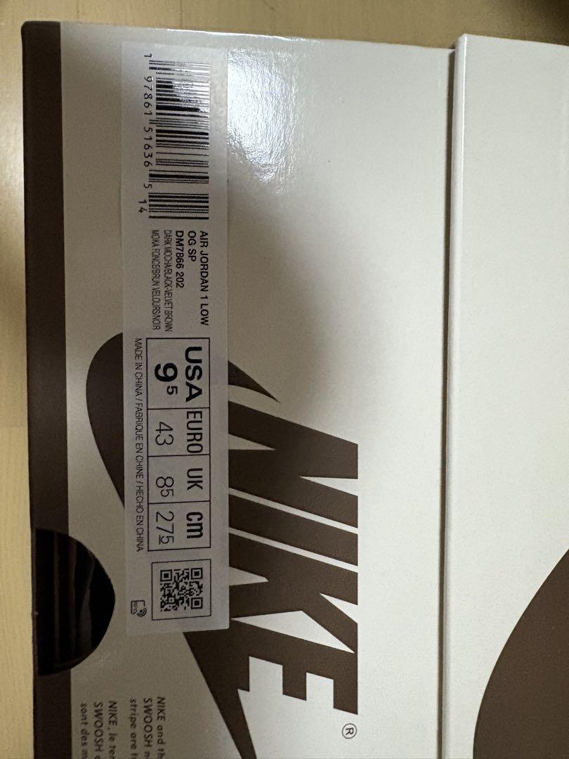 エアジョーダン1 Low OG ベルベットブラウンTravis Scott