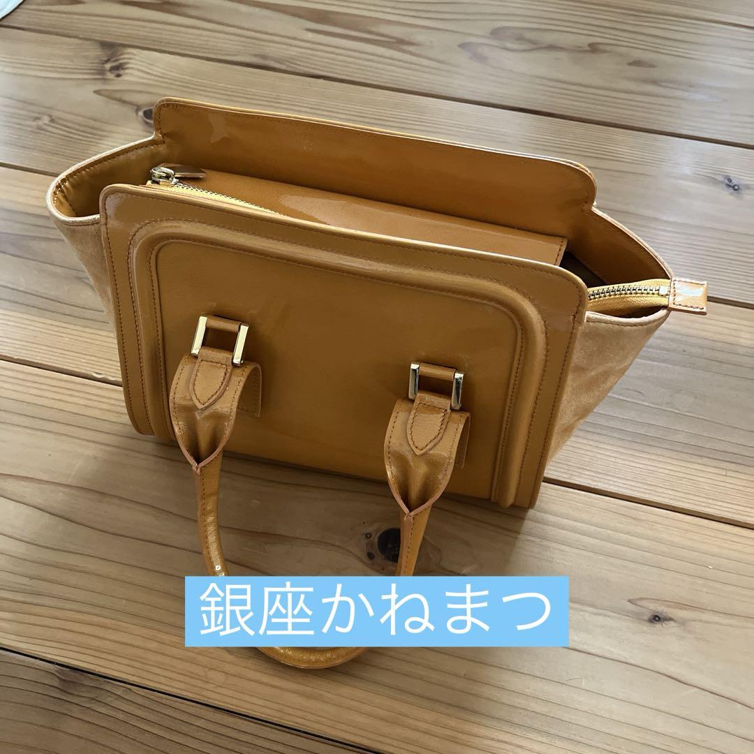 銀座かねまつ ハンドバッグ 黒 ショルダー付き