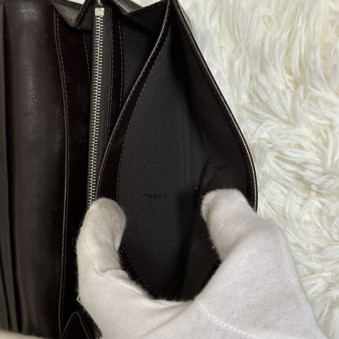 FENDI ズッカ柄 長財布 キャンバス レザー ブラウン フラップ 金具