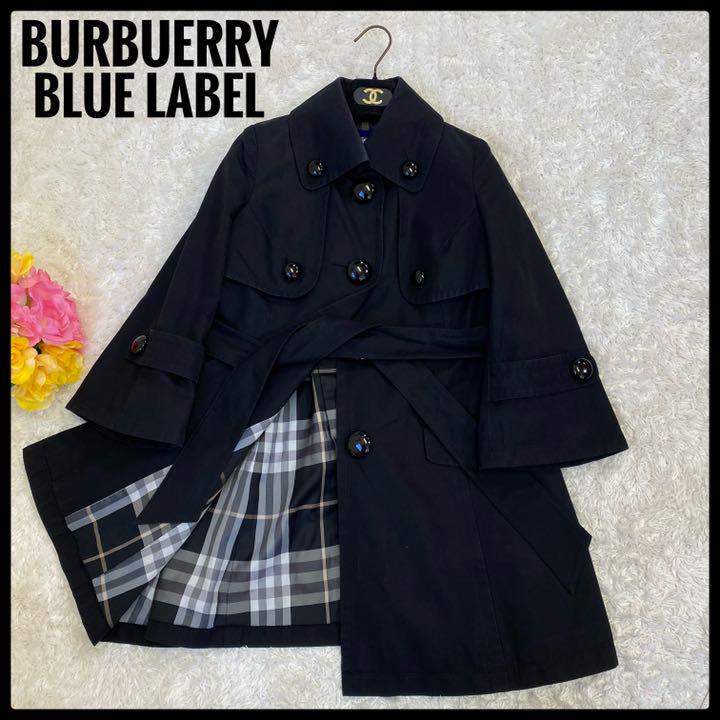定番の中古商品 BLUE BURBERRY LABEL 38 Aライン トレンチコート ...