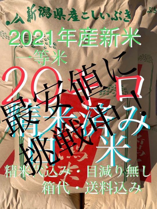 玄米 20キロ 新潟県産 こしいぶき 2021年産 新米 低温冷蔵庫保存 - メルカリ 玄米 20キロ 新潟県産 こしいぶき 2021年産 新米 低温冷蔵庫保存 - メルカリ