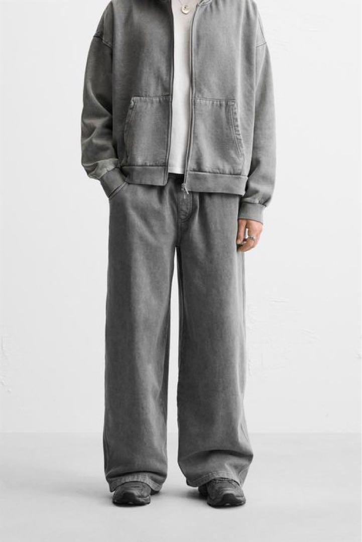 ★ドイツ発*ZARA*新作*ウォッシュ加工ワイドスウェットパンツ/DG ☆ドイツ発*ZARA*新作*ウォッシュ加工ダブルニーパンツ/MG