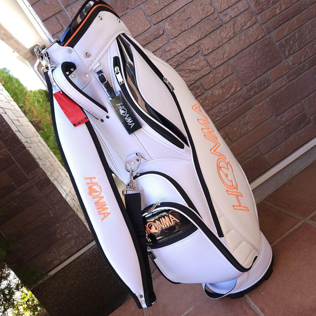 新品未使用 HONMA 2022年 ロゴネーム 9型ゴルフキャディバッグ 白