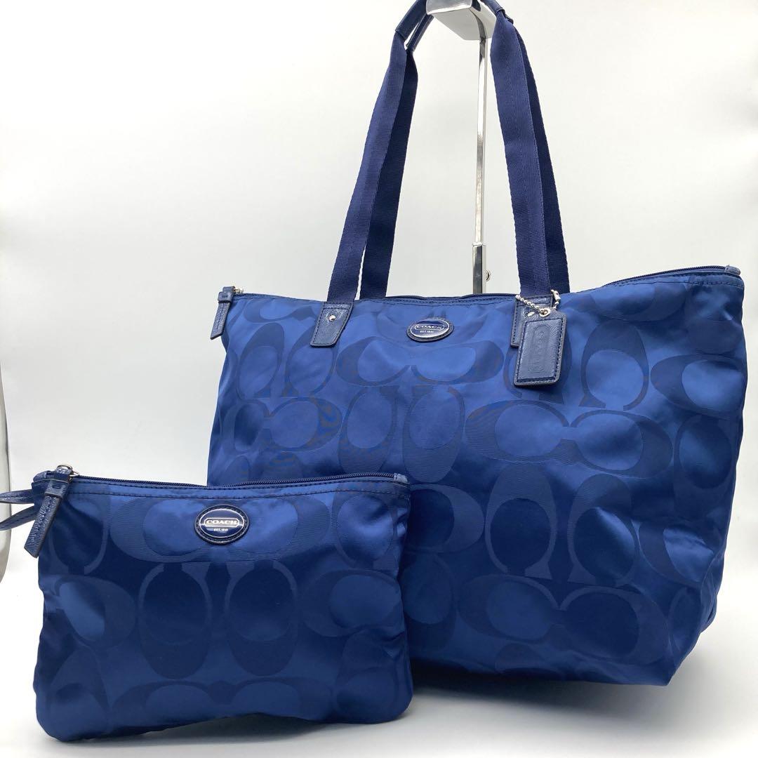 極美品　COACH 109 ナイロントートバッグ 希少色 大容量　ミニポーチ付