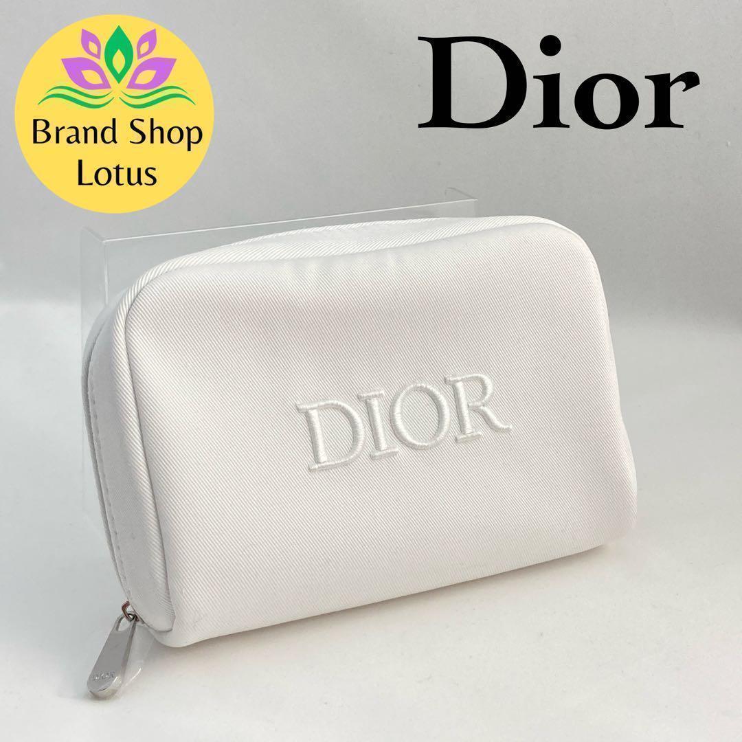 新品未使用】DIOR ディオール ポーチ 刺繍ロゴ メイク 白 - メルカリ