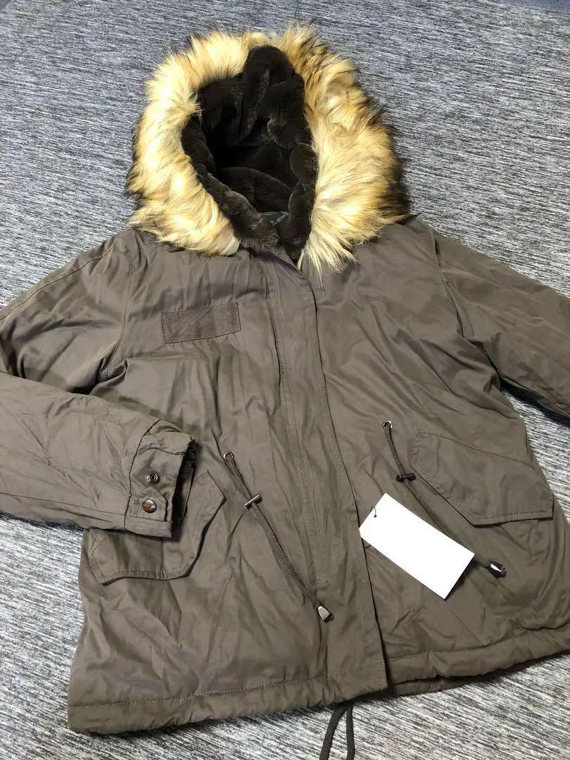 ZARA】撥水加工入りフード付き中綿ジャケット カーキ 8073/246