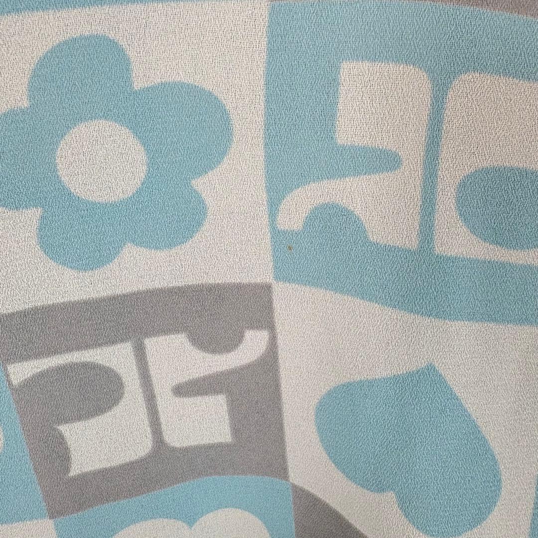 レア Courreges クレージュ ロゴ ハート 花 ブロック総柄 チュニック