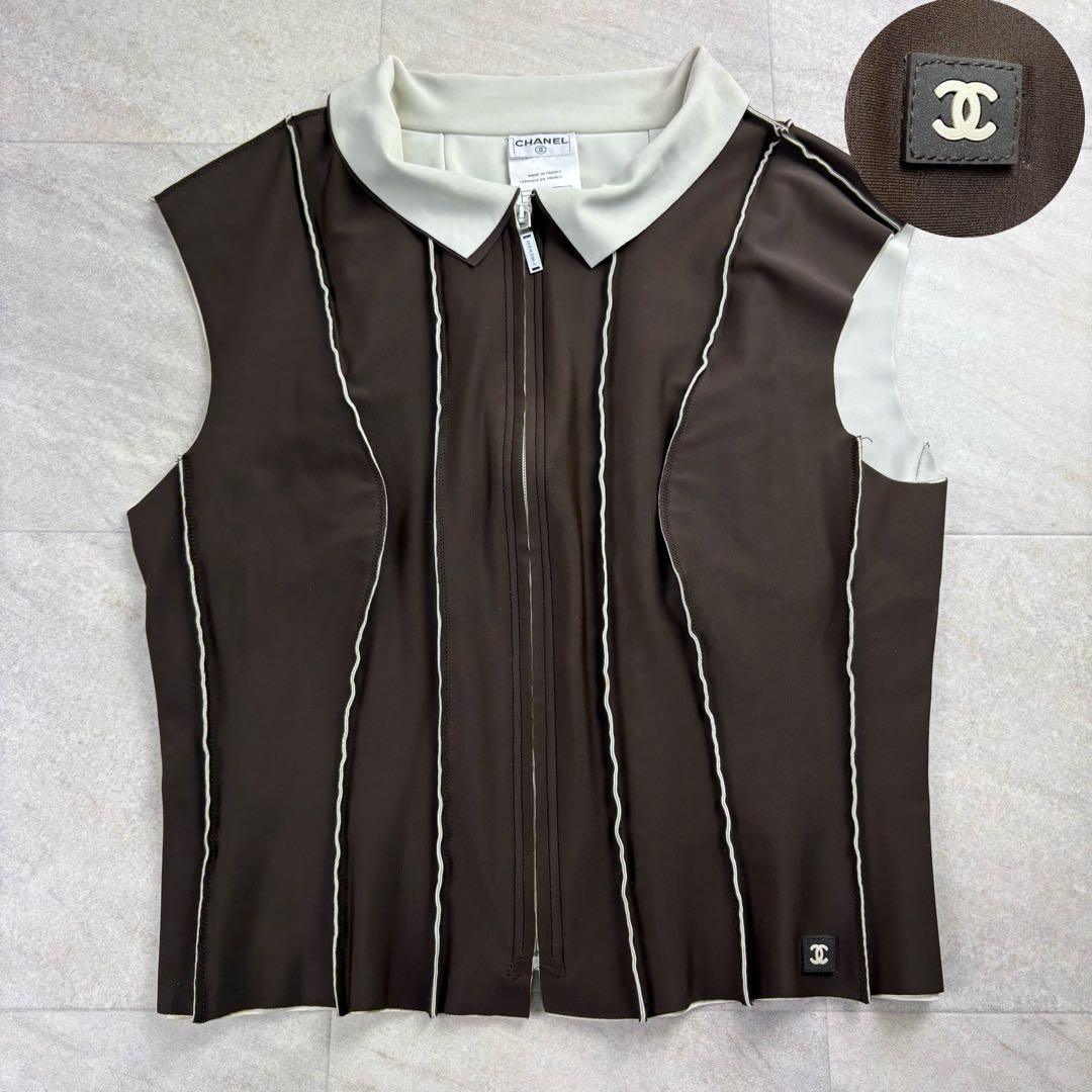 伝説⭐︎99P CHANEL シャネル プリーツ ジップアップ ベスト ココマーク