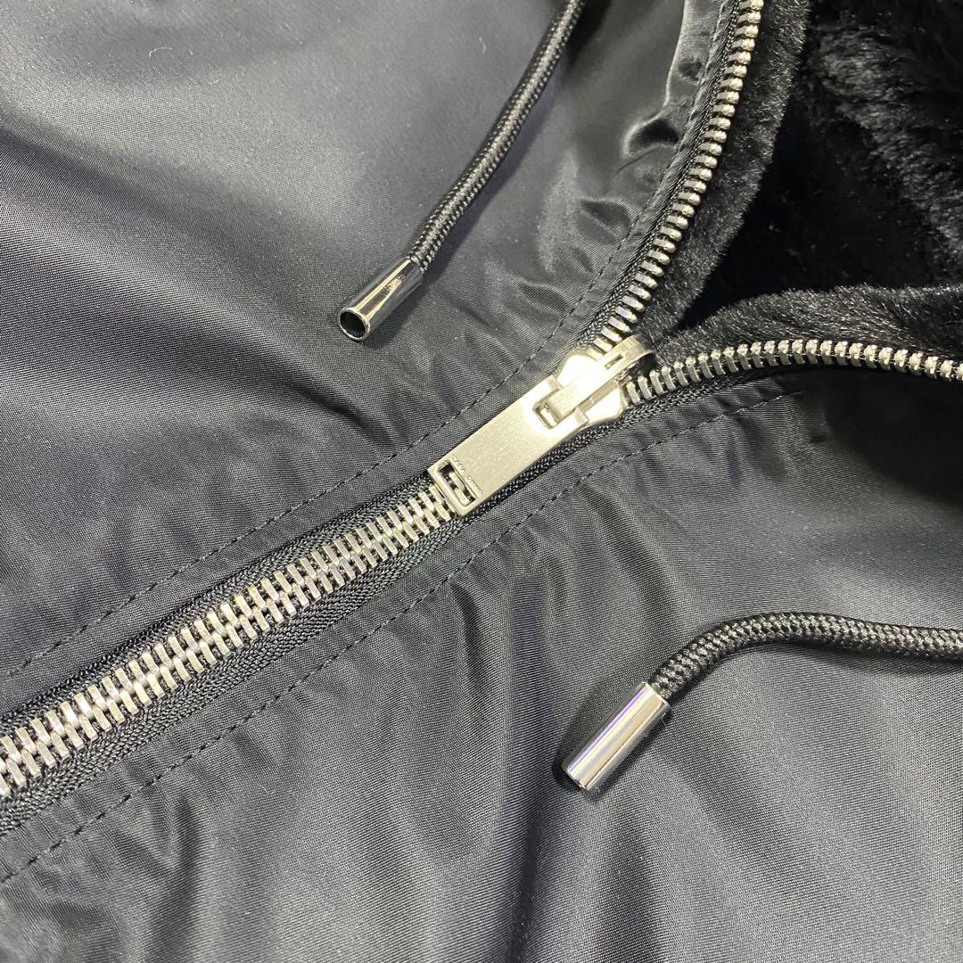 【美品】 ZARA リバーシブルボンバージャケット ボアパーカー L 黒