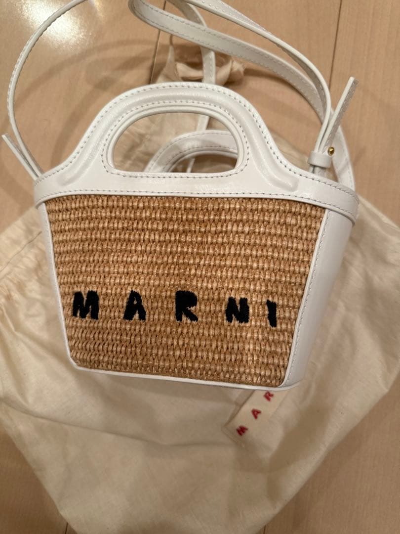 MARNI ストロー レザー ミニかごバッグmarni