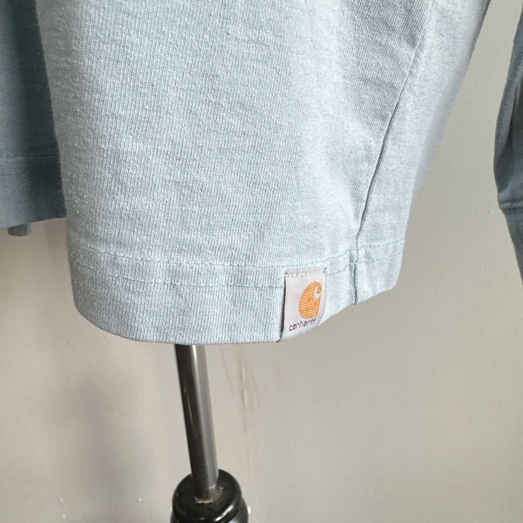 カーハートロングスリーブTシャツ水色メンズXLサイズバックプリント7218