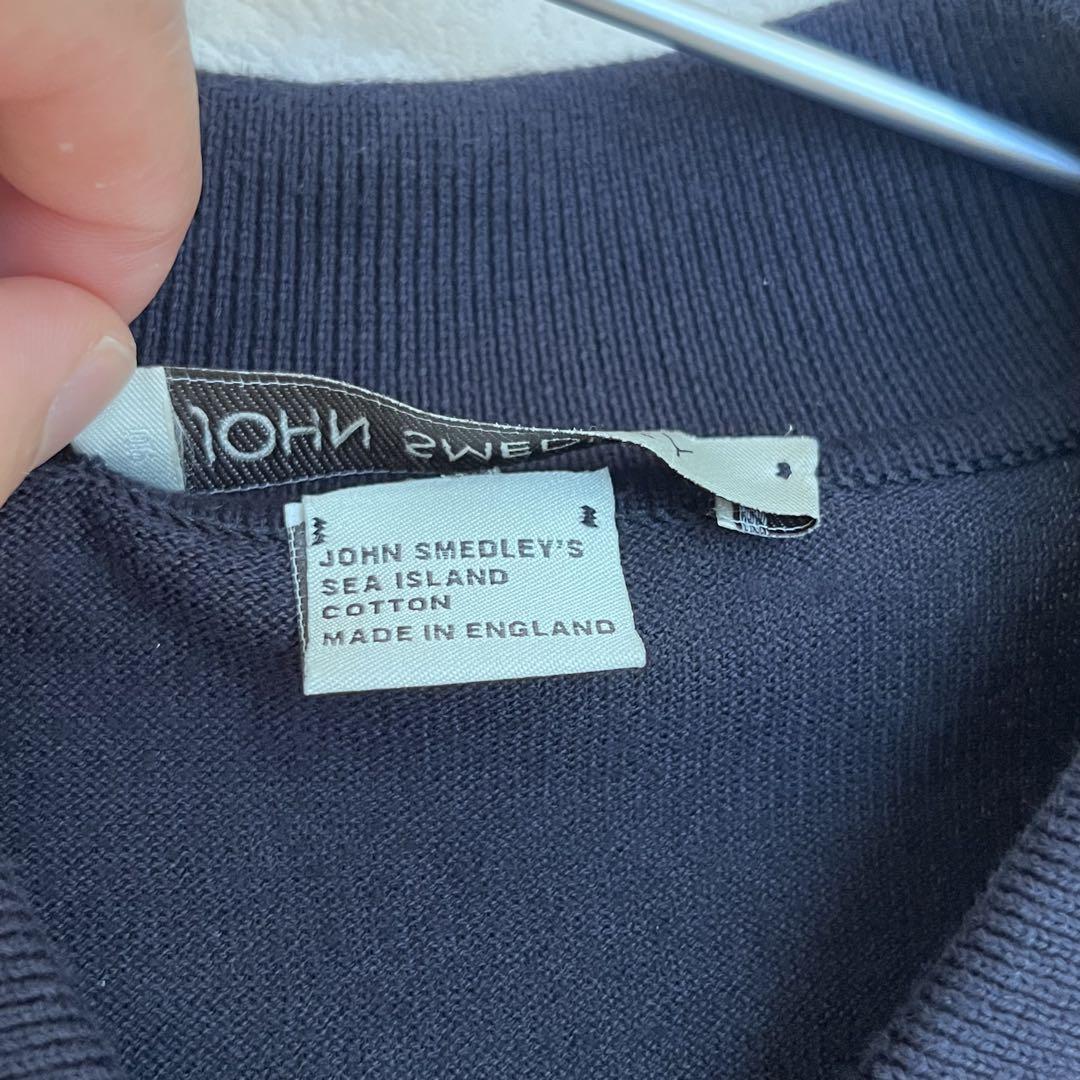 JOHN SMEDLEY ジョンスメドレー コットンニットポロ ネイビー 英国製