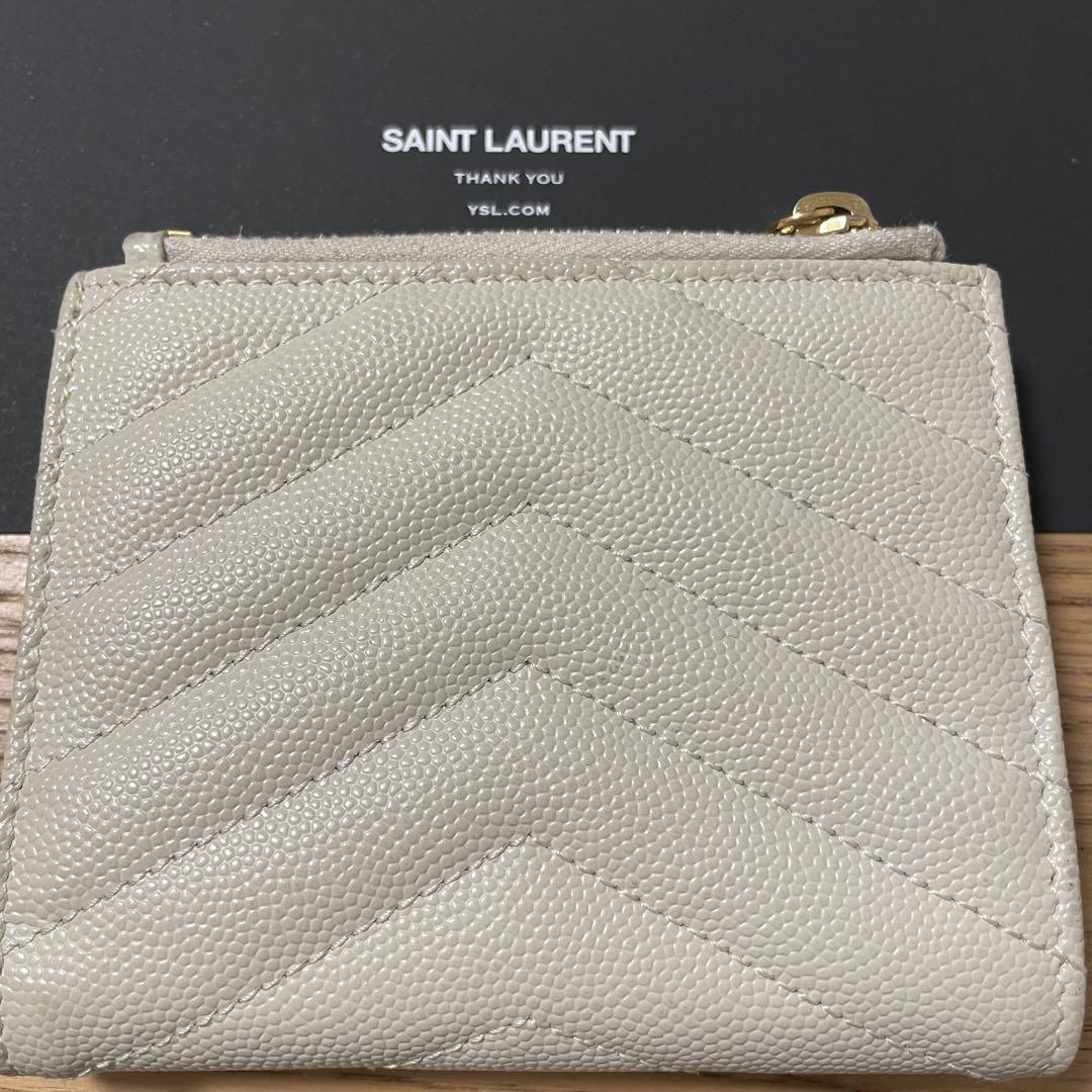 SAINT LAURENT アイボリー 二つ折り財布