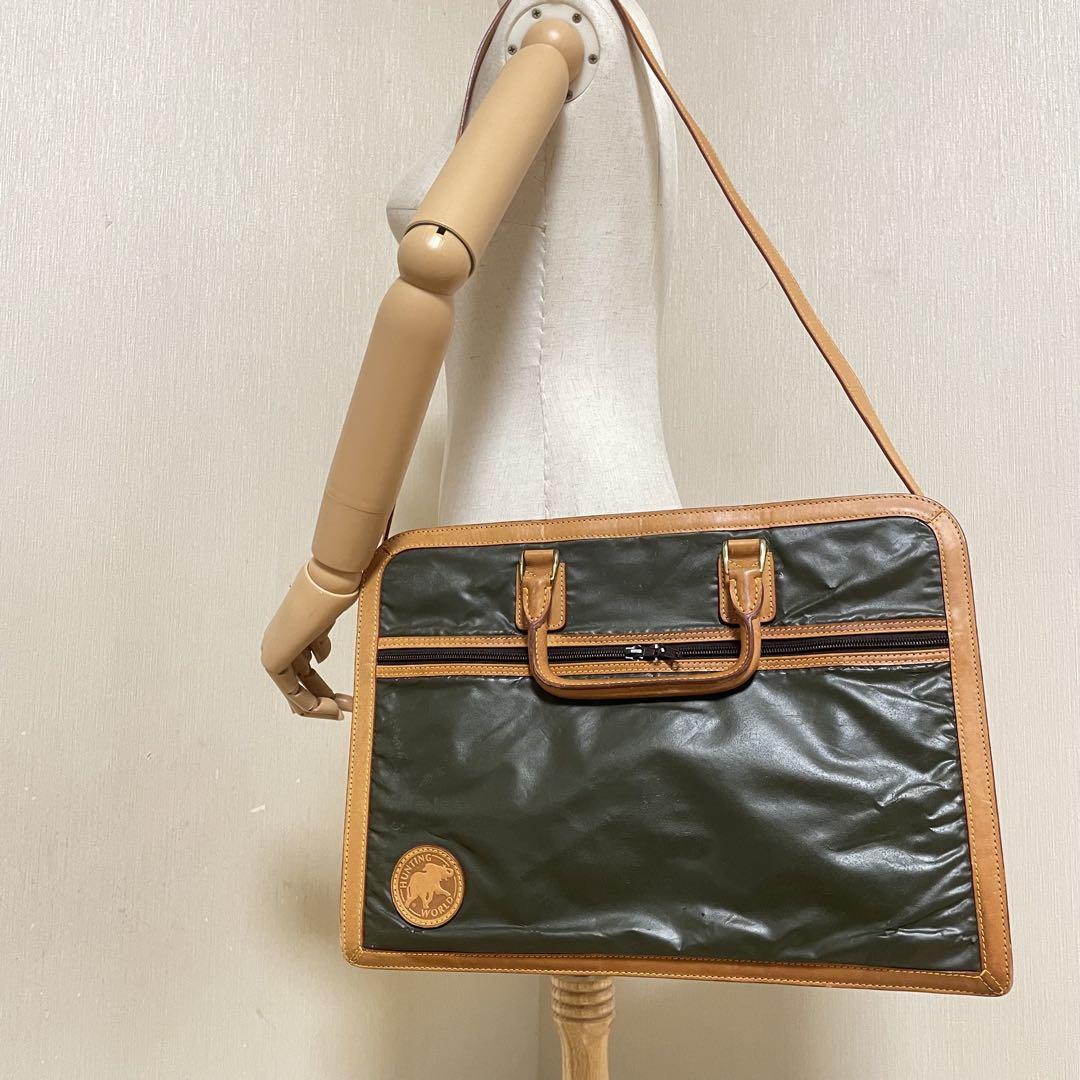 美品✨　ハンティングワールド トートバッグ メンズ レザー ビジネス A4収納 美品 ハンティングワールド トートバッグ 2way ビジネスバッグ