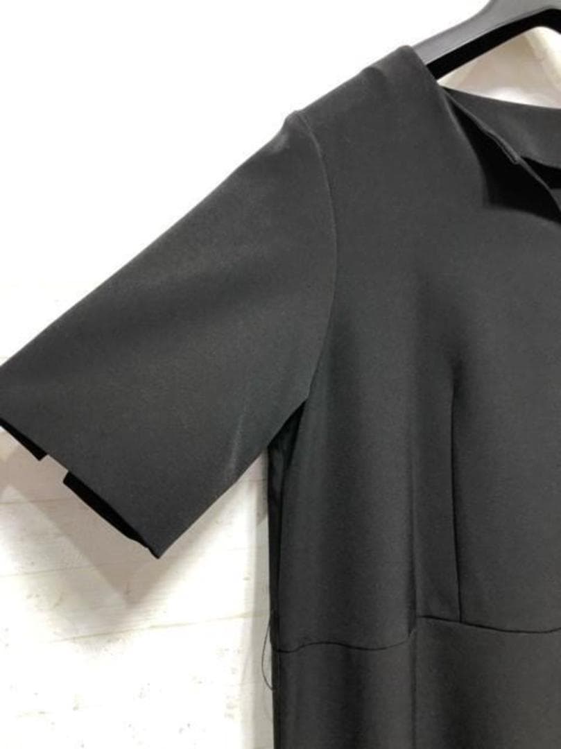 新品☆Lトール♪黒系無地♪わけあり♪洗える上品ワンピース〇A945
