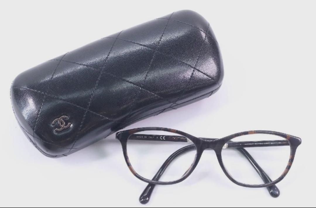 美品CHANEL シャネル 眼鏡 アイウェア べっ甲 CHANELロゴ パール