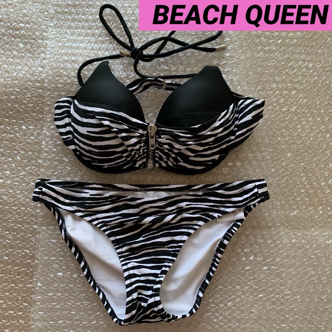 BEACH QUEEN ゼブラ柄 セパレート水着 平成ギャル系 Y2K