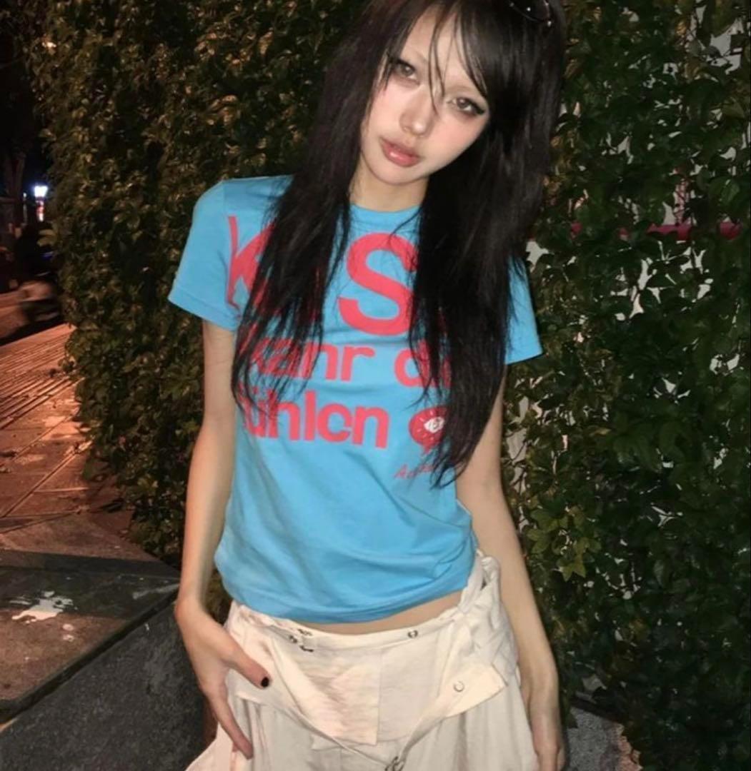 20-60代からのファッション通販  ピチT ギャル 平成 Tシャツ y2k グランジ ロゴ 英字 韓国 海外 トップス