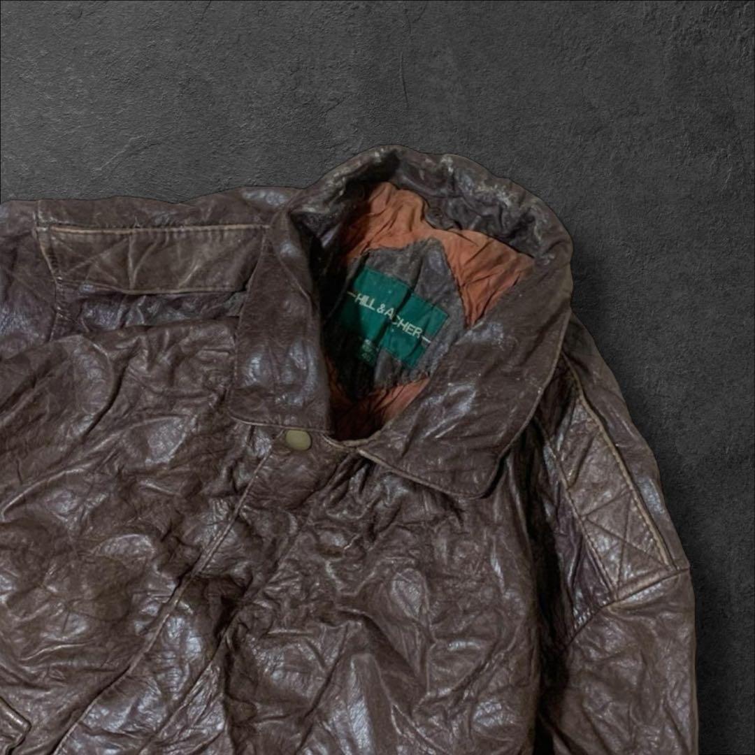 【国内正規総代理店アイテム】 新しいファッション - HILL&ARCHER古着ヴィンテージレザー ジャケット・アウター