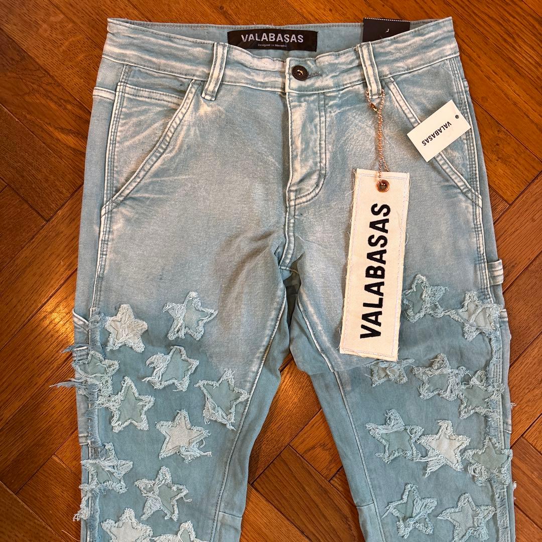 VALABASASスキニーフレアデニムバラバサススター29ブルー水色新品 VALABASASスキニーフレアデニムバラバサススター29ブルー水色新品