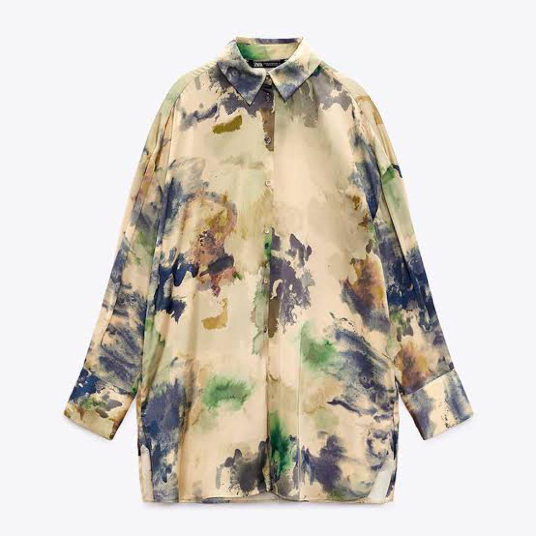 ZARA/サテン生地オーバーサイズシャツ - メルカリ