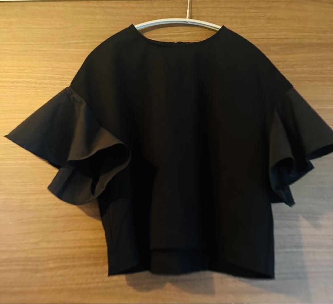 【SALE】 COLUMN コラム フリルスリーブクロップドカットソー トップス