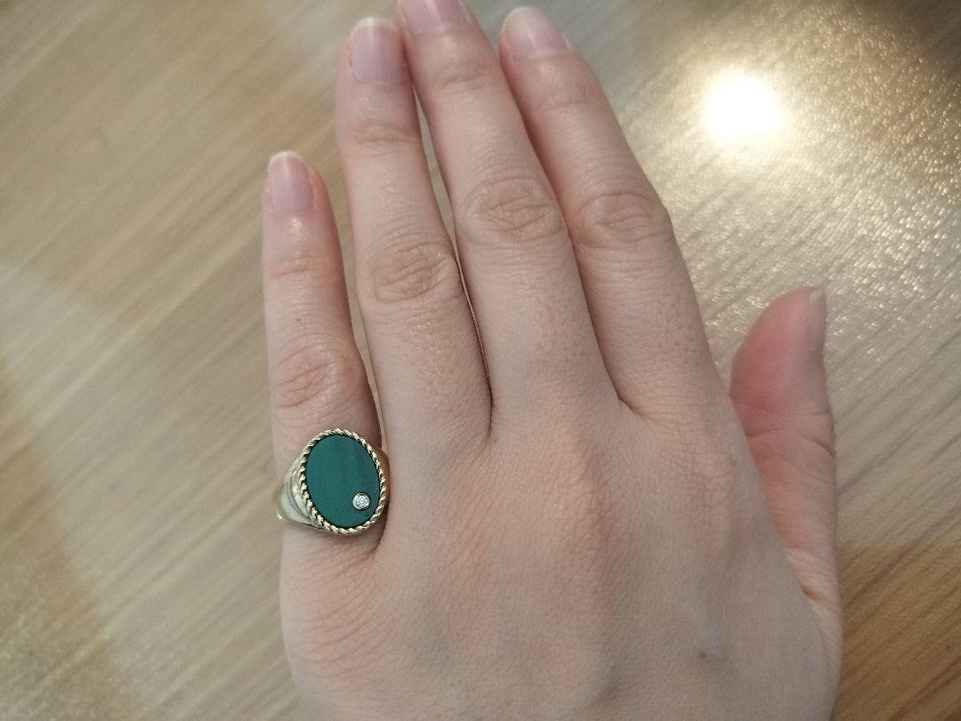 【美品】YVONNE LÉON マラカイト シグネットリング 9K