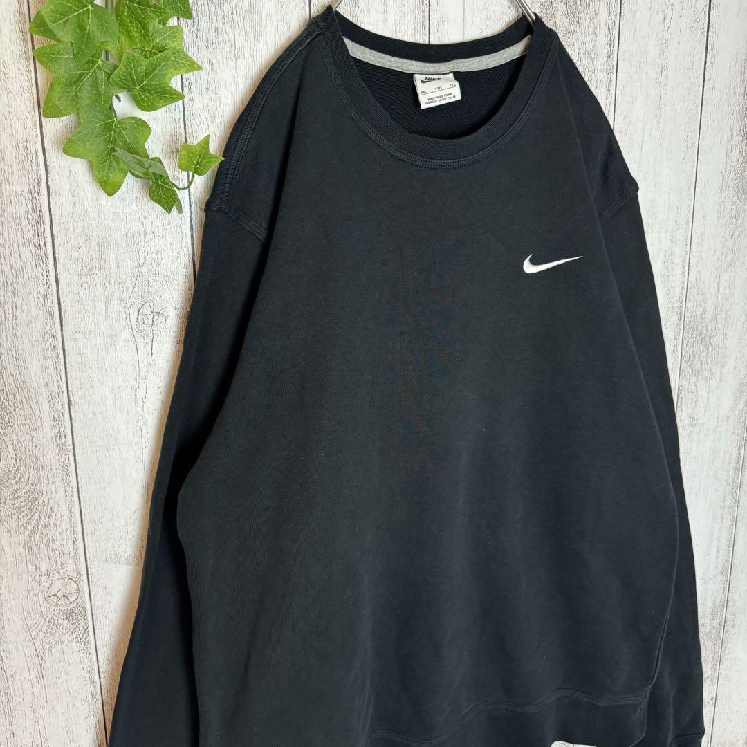 NIKE ナイキ SWOOSH 刺繍ロゴ スウェット トレーナー 黒 2XL 90's NIKE swoosh logo刺繍 スウェット ブラック！ USA製