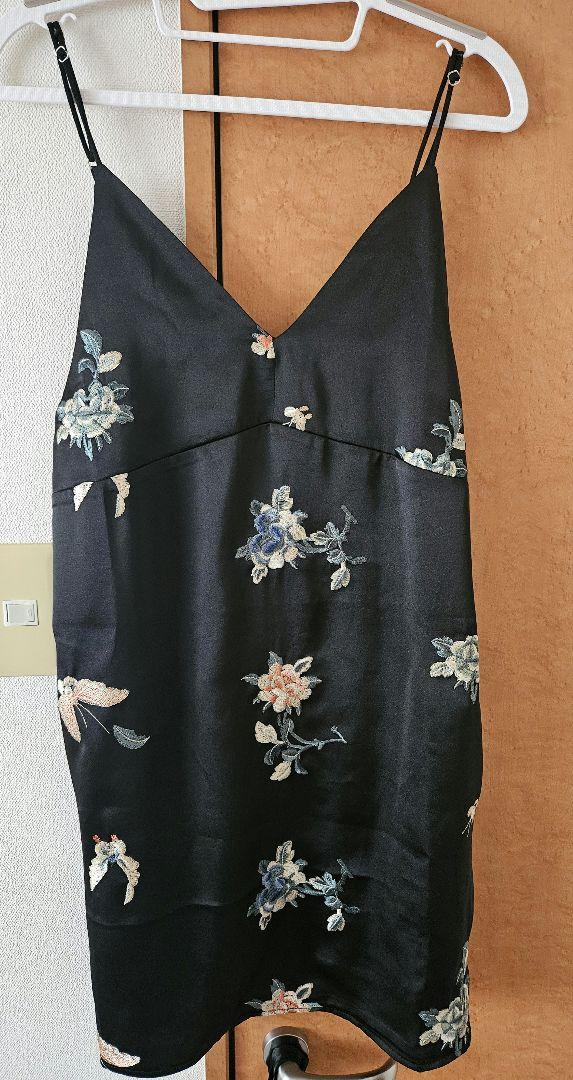 オメカシ　刺繍レイヤードキャミチュニック　ブラック 5,500円