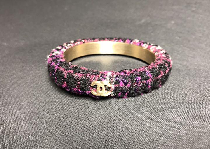 美品 シャネル CHANEL バングル ブレスレット ツイード ココマーク09A-