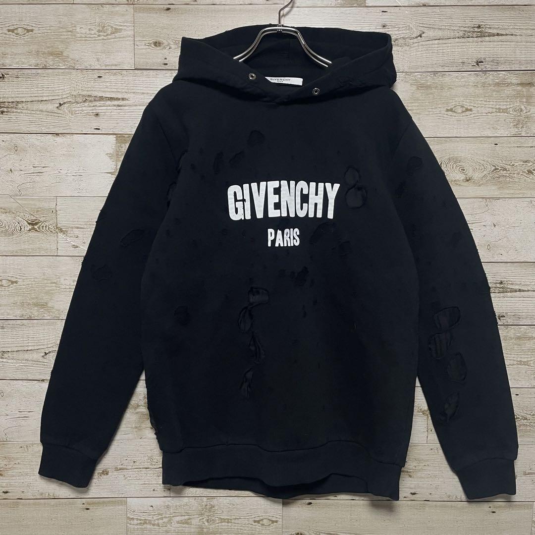【超人気デザイン】GIVENCHY デストロイパーカー 黒 美品 画像2