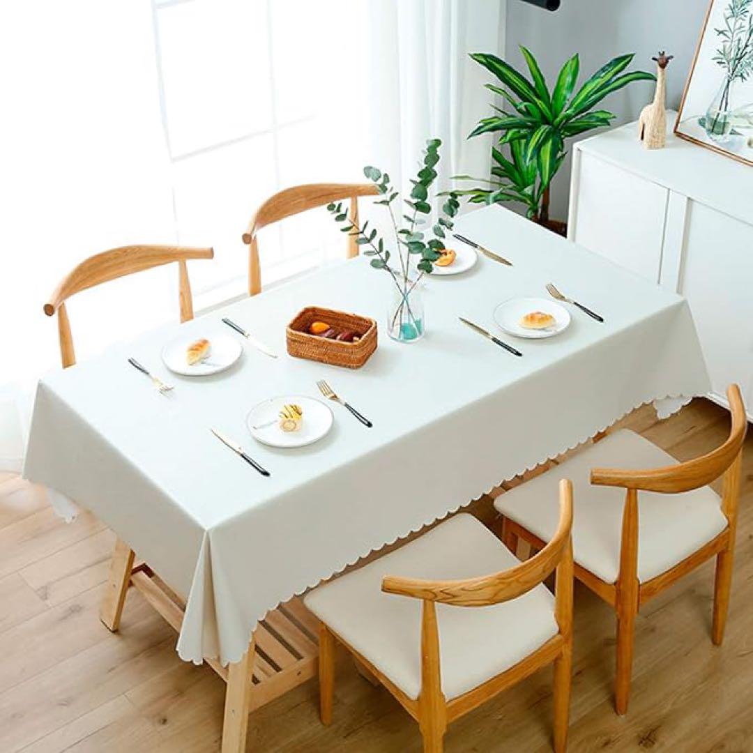 テーブルクロス ホワイト 140×180㎝ 無地 PVC シンプル 1-30