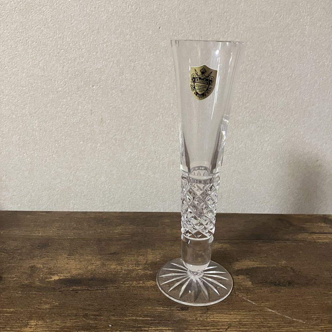 Chevalier カメイグラスハンドカット クリスタルガラス花瓶一輪挿し