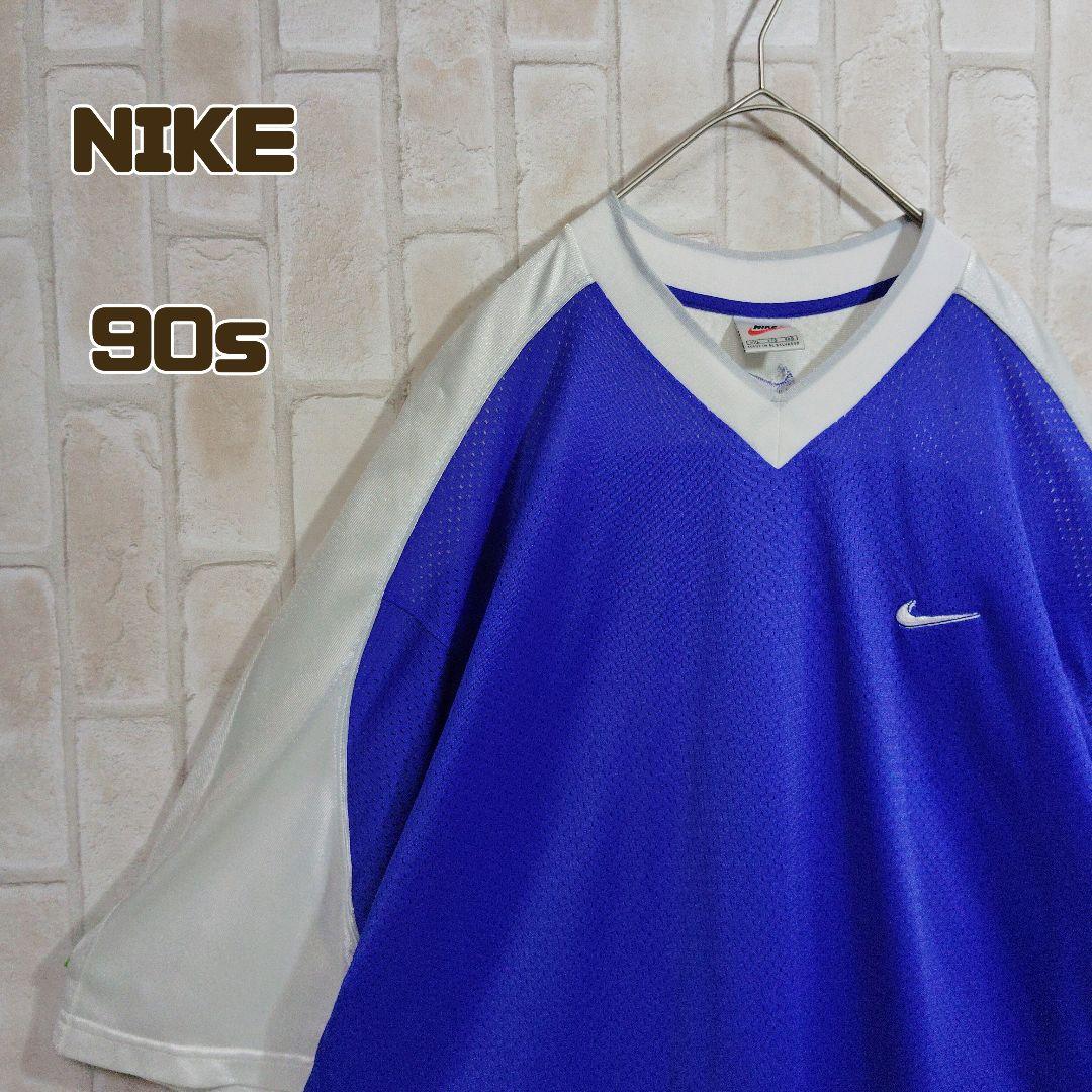 NIKE　ナイキ　90s　Tシャツ　半袖　白　青　メッシュ