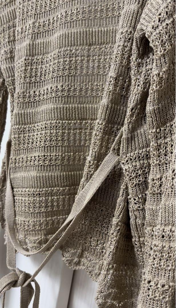 intimite ベージュ ニット カーディガン 長袖 レース編み intimite ベージュ ニット カーディガン 長袖 レース編み